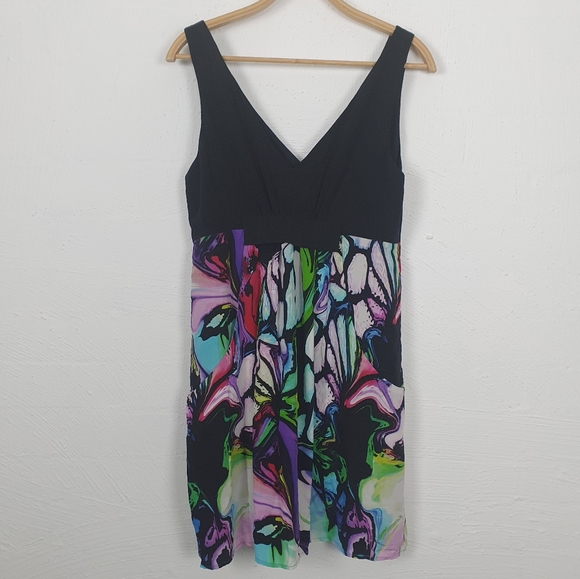 Seduce Dresses & Skirts - SEDUCE Womens Black/Bright Coloured Silk Sleeveless Dress Size 12